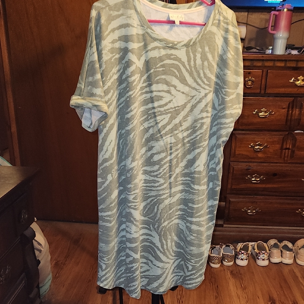 Gray Zebra Print T-Shirt Dress
